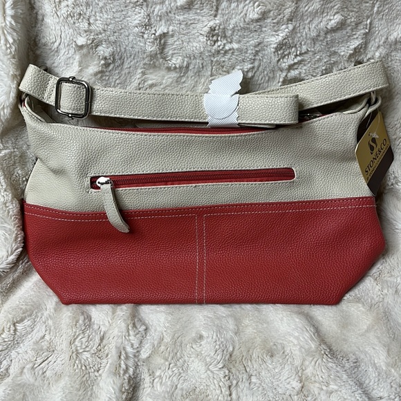 Stone & Co. two-toned crossbody. Double zipper top closure. Adjustable strap - Picture 6 of 15